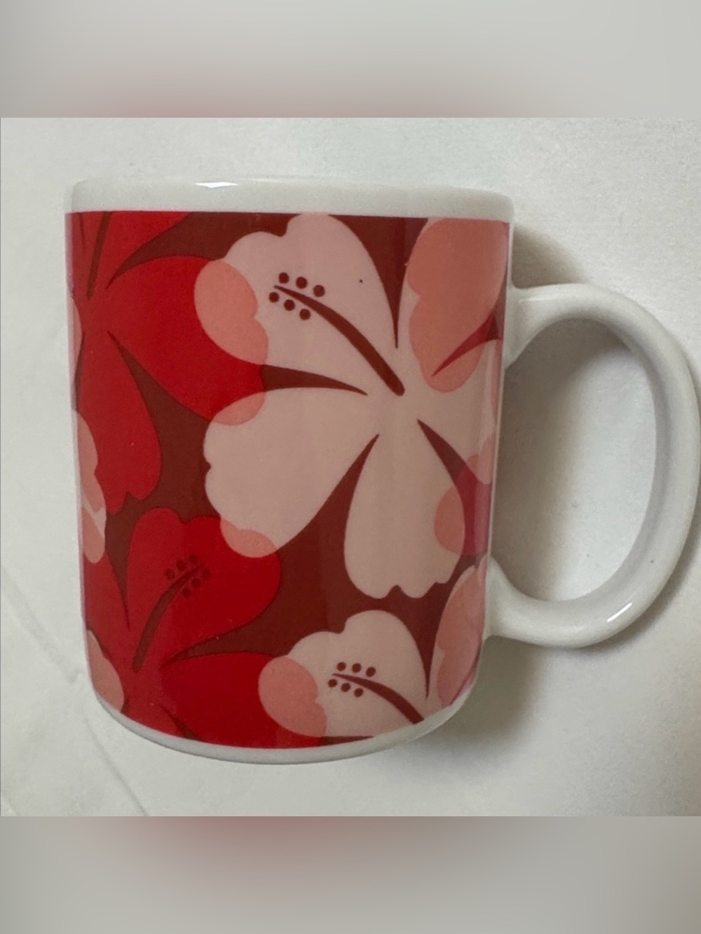 ISLAND HERITAGE MUG HAWAII "HIBISCUS FALL" TROPICAL PORCELAIN Y2K RED BROWN 3228